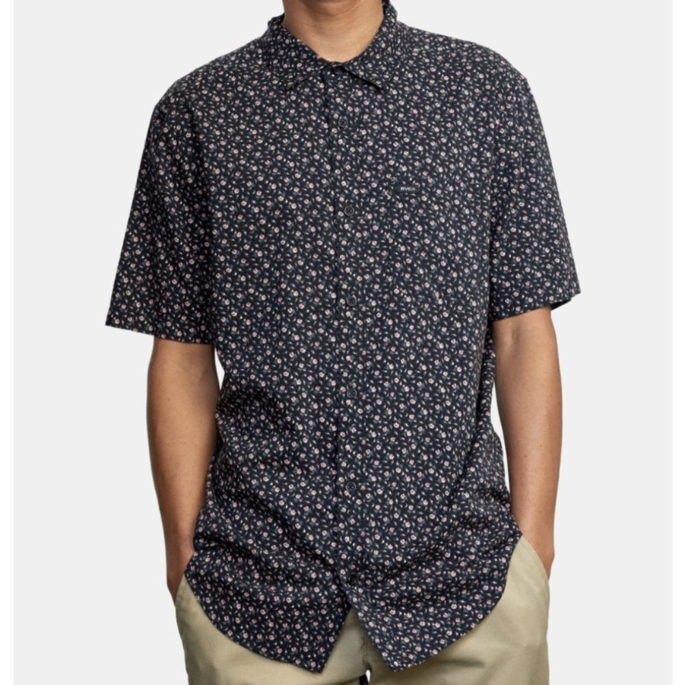 RVCA Button Down Solomon Floral Short Sleeve Shirt Top Flash TV Wardrobe New!